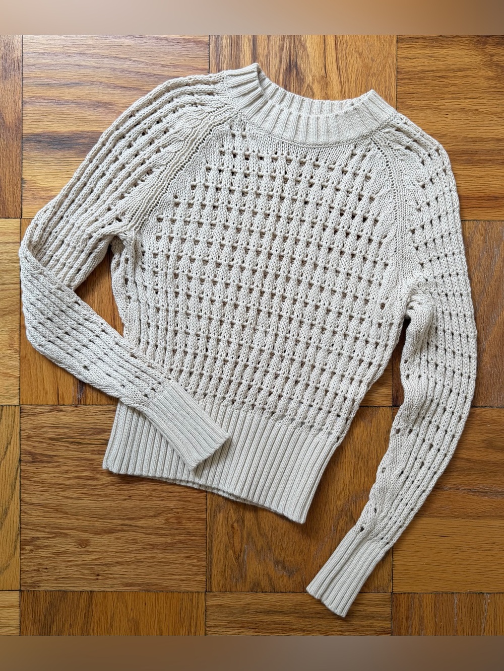 J. Crew Cream Open-Knit Crewneck Sweater